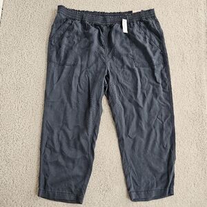 New Lane Bryant Straight Leg Pants Pull On Elastic Waist Gray Mid Rise Loose 24